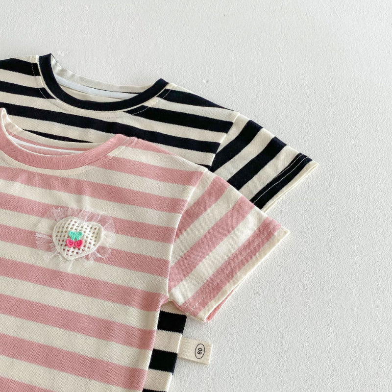 【BABY&KID】夏新作 ハートストライプセットアップSK070218