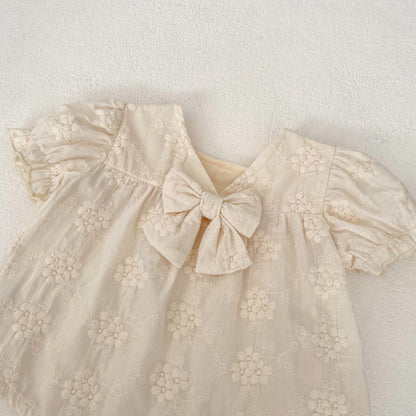 【BABY】夏新作 刺繍トップス＆リボンショートパンツセットアップSK071913