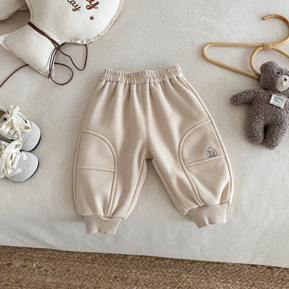 【BABY&KID】冬新作おうち刺繍裏起毛パンツSK102525