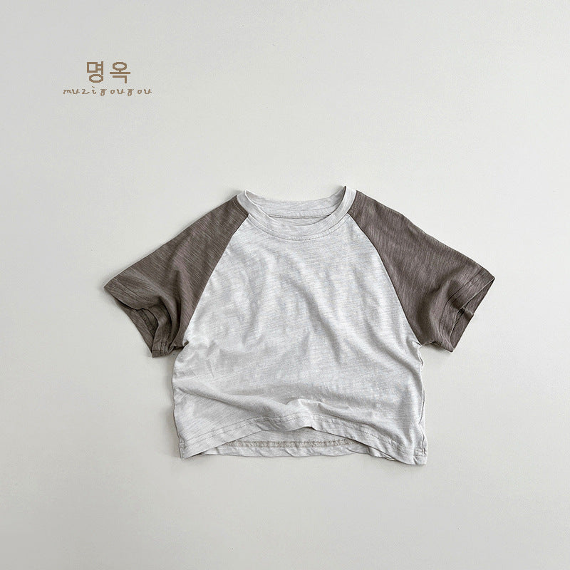 【BABY&KID】夏新作 ラグラン切り替えTシャツSK080814