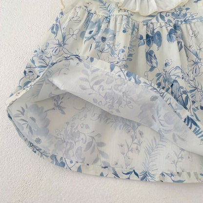 【BABY&KID】夏新作 ラウンドネックフリルスリーブ小花柄セットアップSK104928