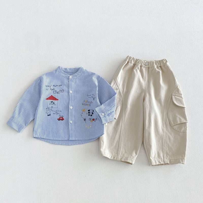 【BABY&KID】カートゥーンプリントシャツ、カジュアルパンツSK107216