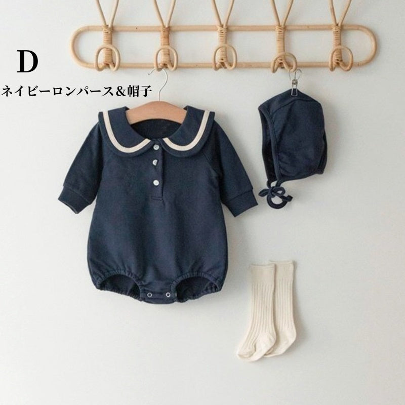 【BABY】配色パイピング大襟ロンパースSK010315