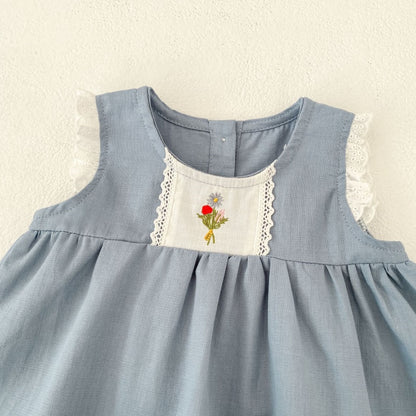 【BABY&KID】夏新作 韓国風花刺繍セットアップ、ワンピースSK104931