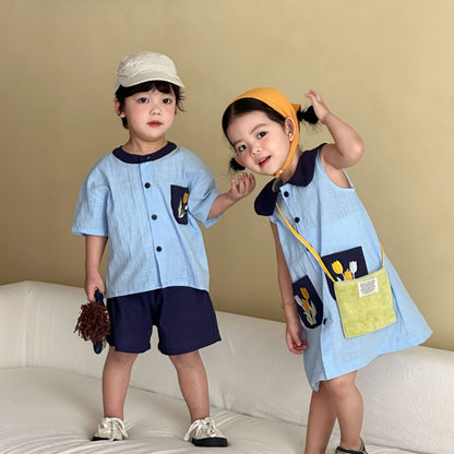 【BABY&KID】夏新作フラワー刺繍セットアップ、ワンピースSK104721