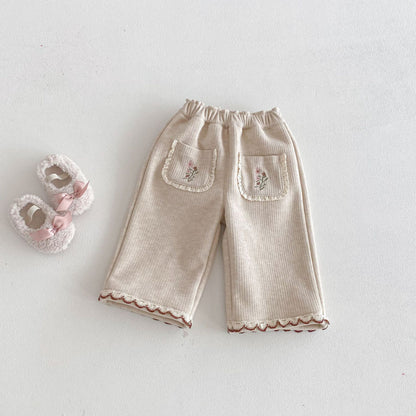 【BABY&KID】冬新作刺繍入りあったかカジュアルパンツSK103028