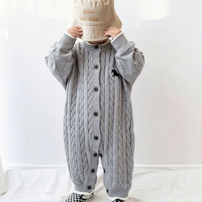【BABY】ポニー刺繍ニットカバーオールSK106705