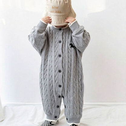 【BABY】ポニー刺繍ニットカバーオールSK106705