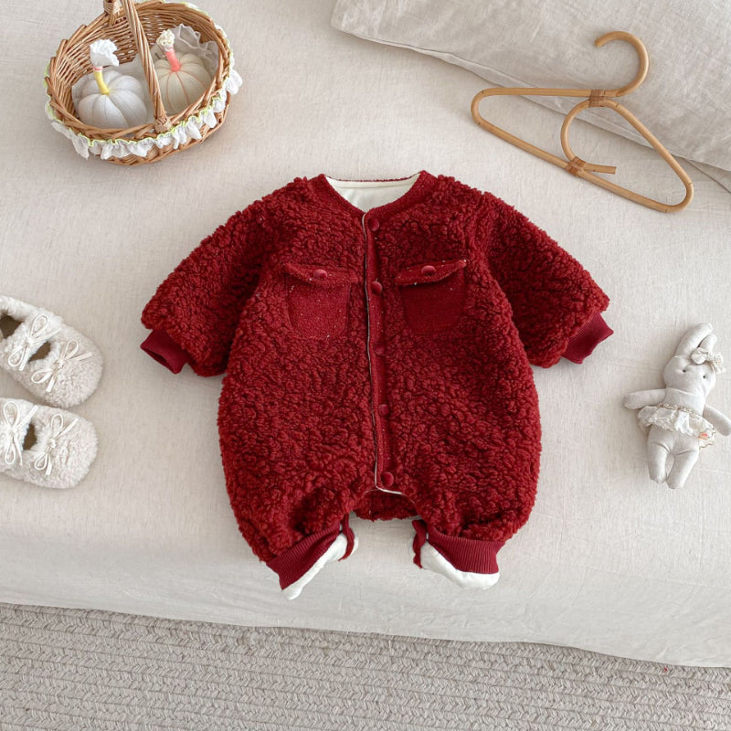 【BABY】冬新作シャネル風裏起毛カバーオールSK102509