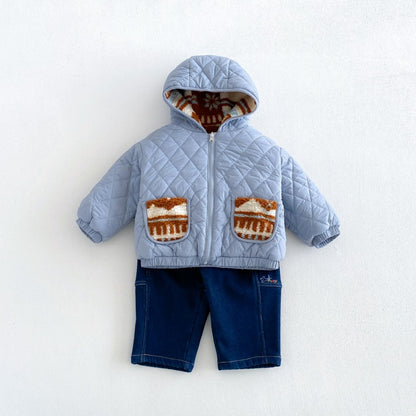 【BABY&KID】冬新作リバーシブル配色中綿ジャケットSK108518