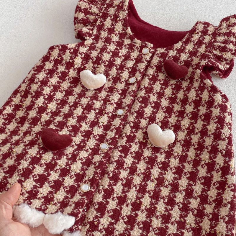 【BABY&KID】冬新作千鳥格ハートワンピースSK103034