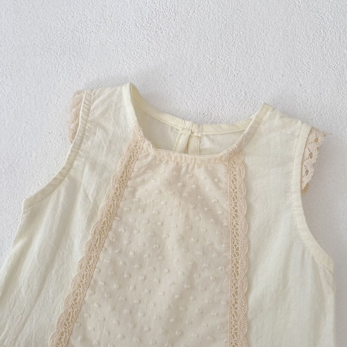 【BABY&KID】夏新作 レースフリルノースリーブセットアップSK062314