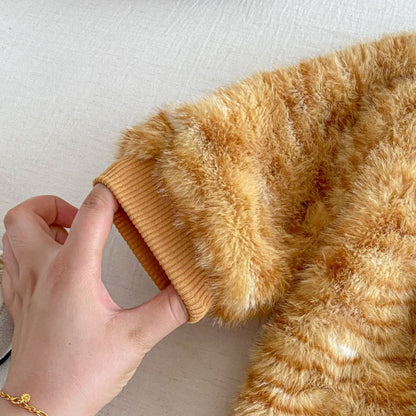 【BABY】韓国風キャット柄もこもこカバーオールSK102928