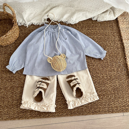 【BABY&KID】ストライプ刺繍ニットカーデSK101439