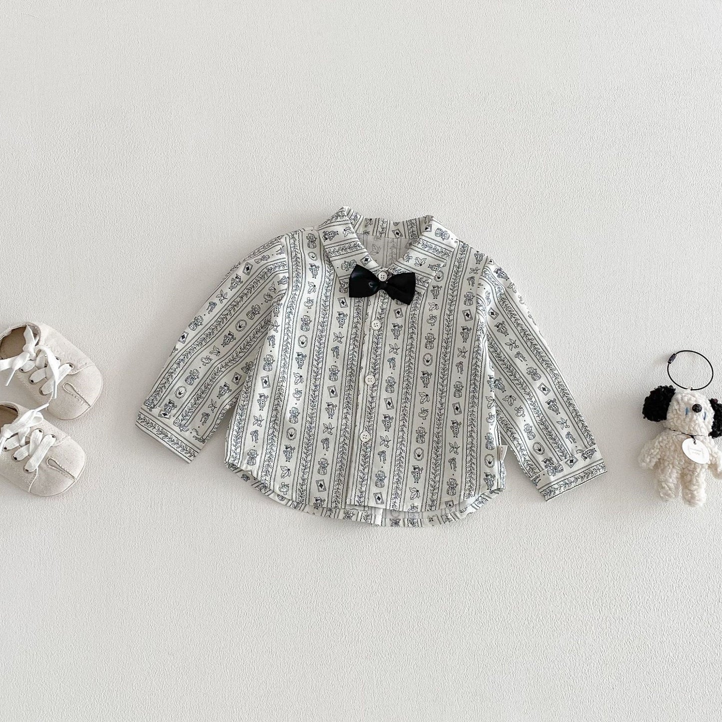 【BABY&KID】韓国風リボンタイシャツ、サロペットパンツSK103521