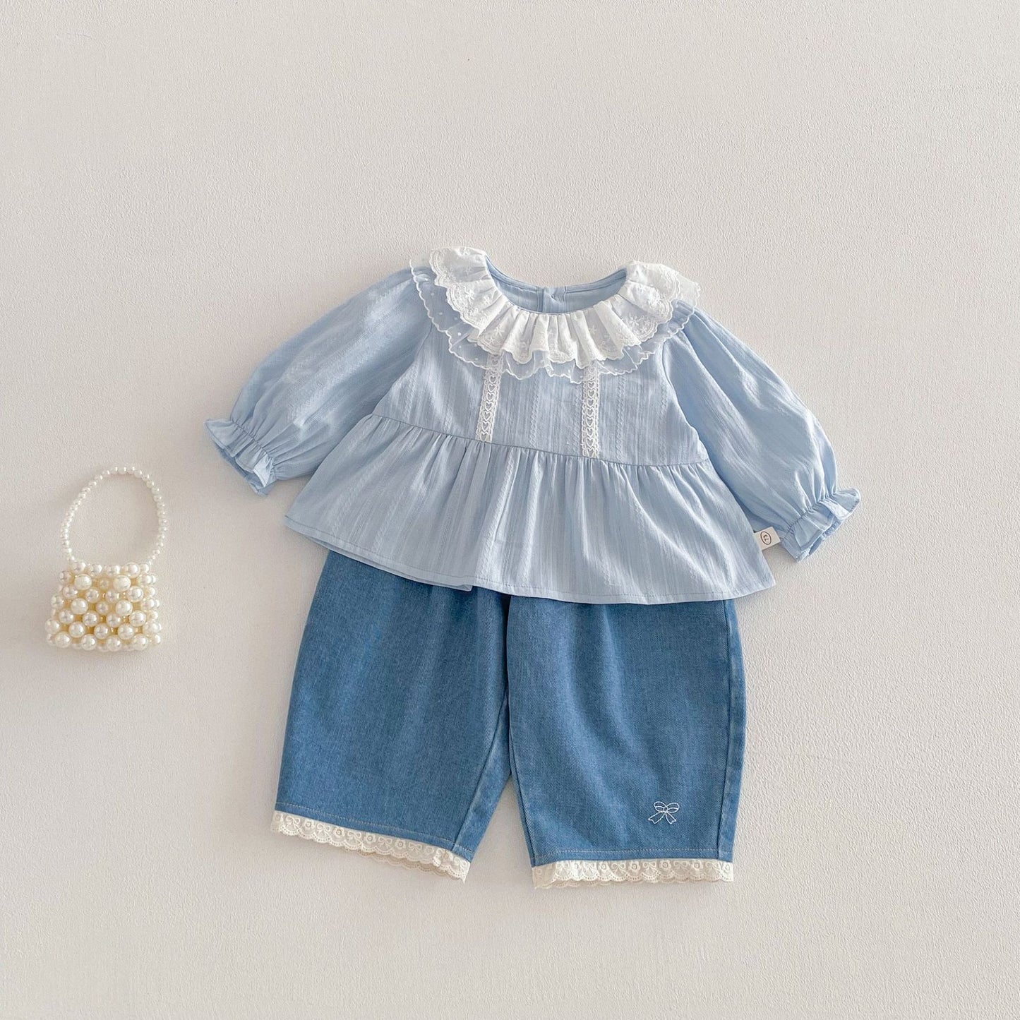 【BABY&KID】かわいいレースフリル襟ブラウスSK103511