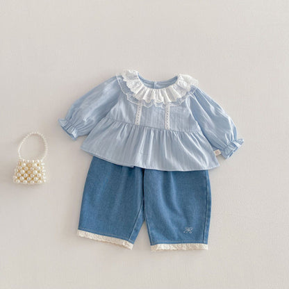 【BABY&KID】かわいいレースフリル襟ブラウスSK103511