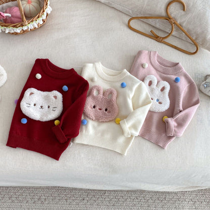【BABY&KID】冬新作ぽんぽん付きニットセーターSK102534