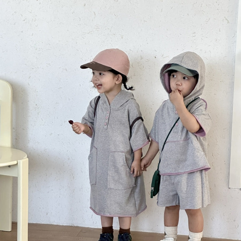 【BABY&KID】夏新作スポーツ風フード付きセットアップ、ワンピースSK104701
