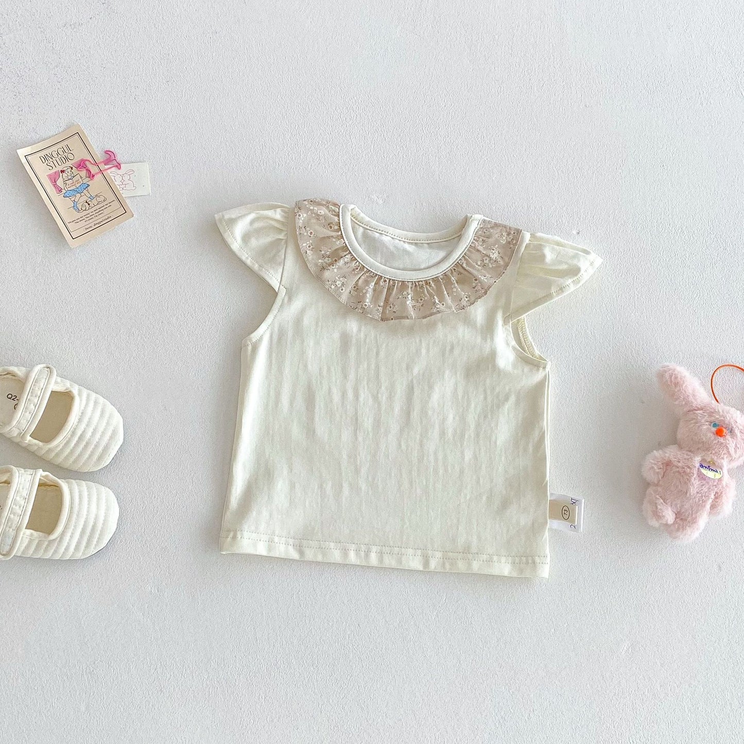 【BABY&KID】夏新作 フリル襟トップス＆フラワーパンツSKO71217