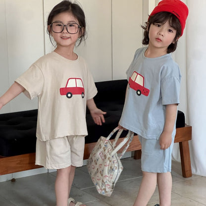 【BABY＆KID】夏新作 カートゥーンカーセットアップSK063008