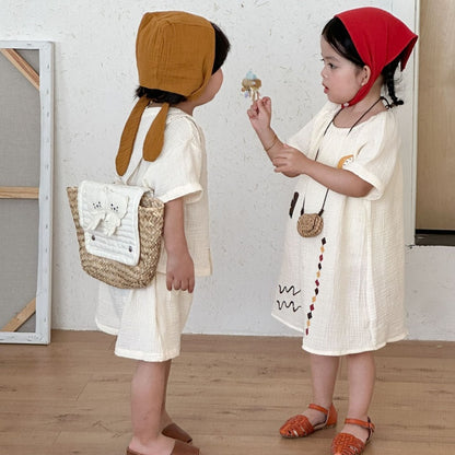 【BABY&KID】夏新作コットンガーゼセットアップ、ワンピースSK104719