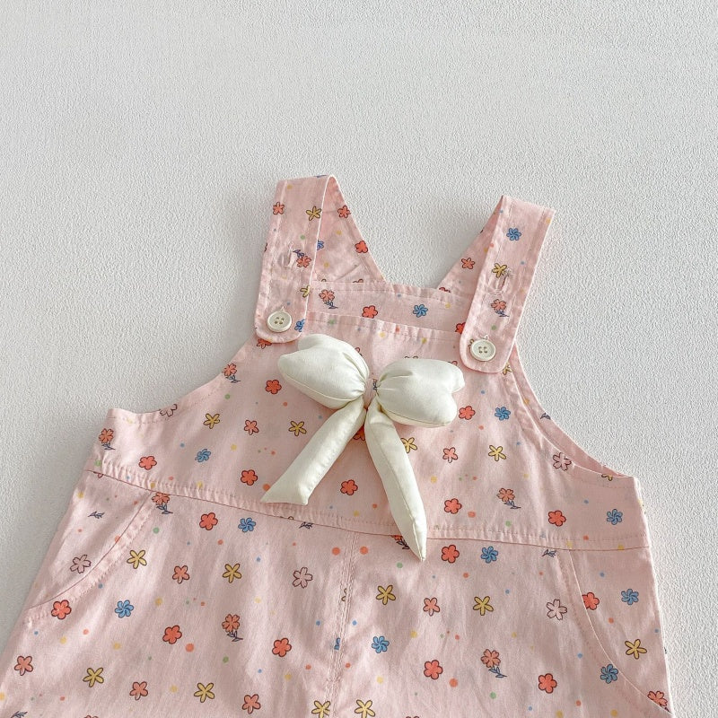 【BABY&KID】夏新作蝶結び総柄サロペット、レース襟TシャツSK104823