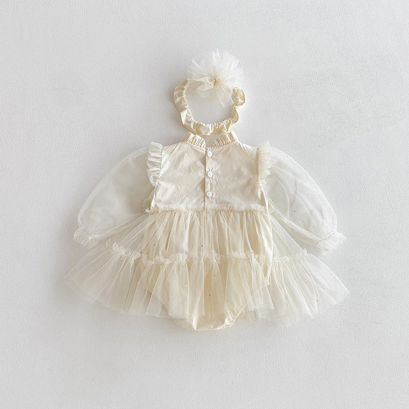 【BABY】チュールボリュームロンパース&ヘアバンドSK101106
