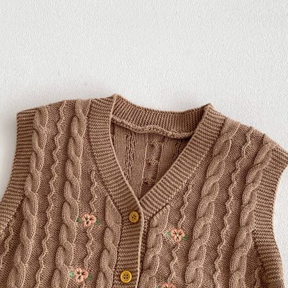 【BABY&KID】レトロ刺繍ニットベストSK092912