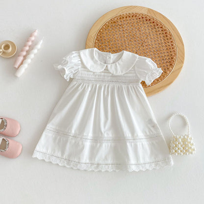 【BABY&KID】夏新作 ラペルホワイトドレスSK081611