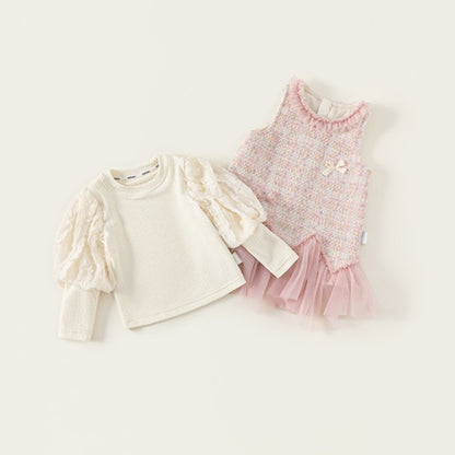 【BABY&KID】シャネル風ジャンパースカート＆パフスリーブブラウスSK101841