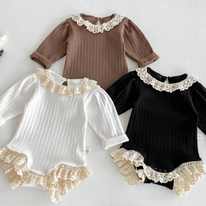 【BABY】レースクルーネックリブロンパース、レースレギンスSK100726