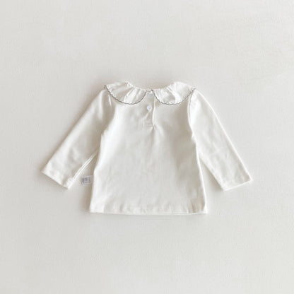 【BABY】リボンクルーネックロンパース、花刺繍カラーTシャツSK100741
