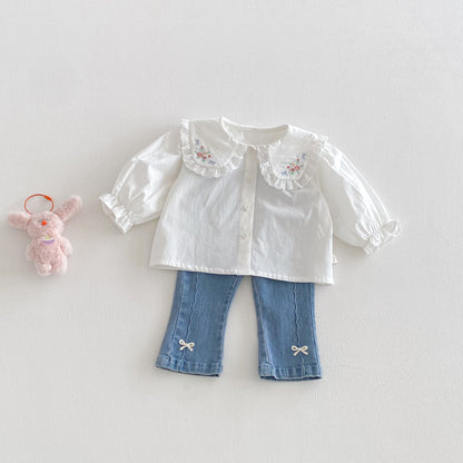 【BABY&KID】レース小花柄ドールカラーシャツSK103509