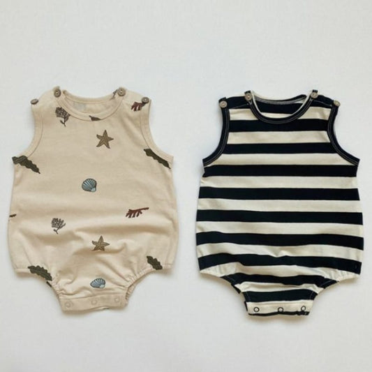 【BABY】夏新作 ナチュラルスターORボーダーロンパースSK091326