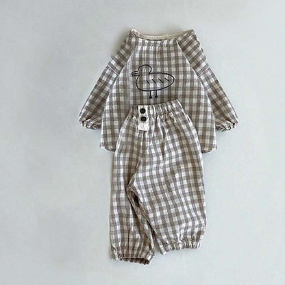 【BABY&KID】ミニマリズムレトロアヒルチェック柄セットアップSK062105