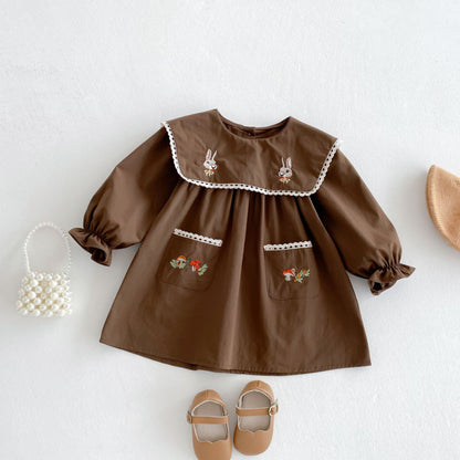 【BABY&KID】カートンうさぎ刺繍ワンピースSK011022