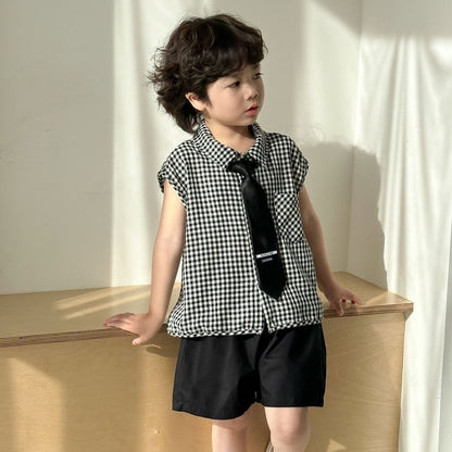 【BABY＆KID】夏新作 ブラックチェックセットアップ、ワンピースSK063022