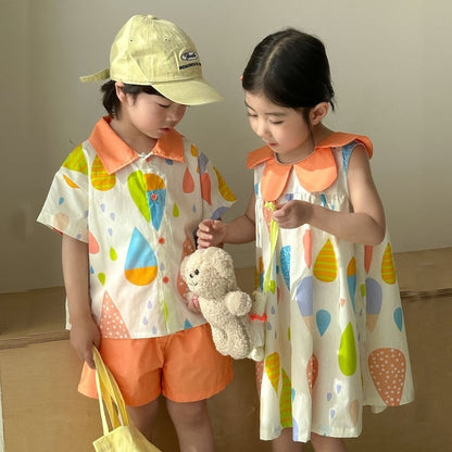 【BABY&KID】夏新作 カラフルセットアップ、ワンピースSK063109