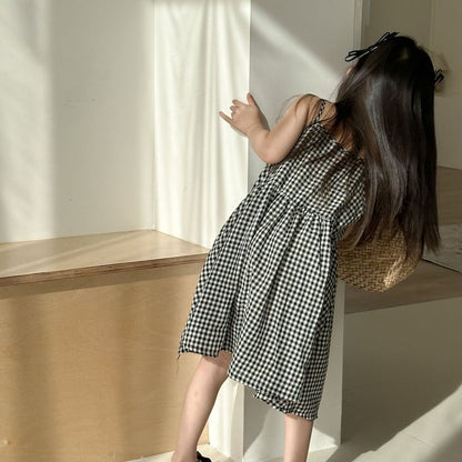 【BABY＆KID】夏新作 ブラックチェックセットアップ、ワンピースSK063022