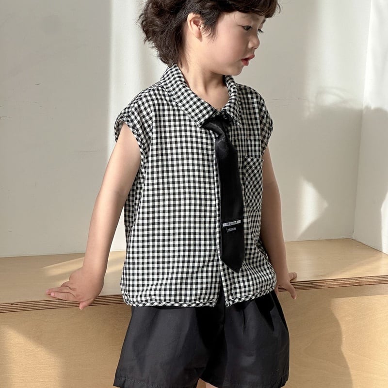 【BABY＆KID】夏新作 ブラックチェックセットアップ、ワンピースSK063022