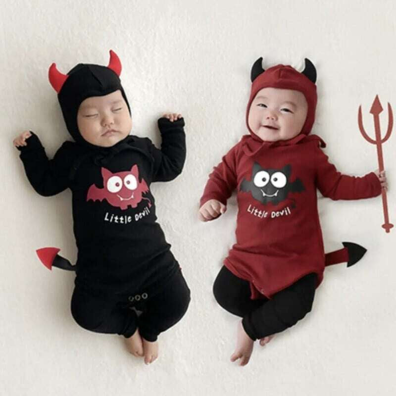 【BABY】デビルロゴプリントロンパースSK100911
