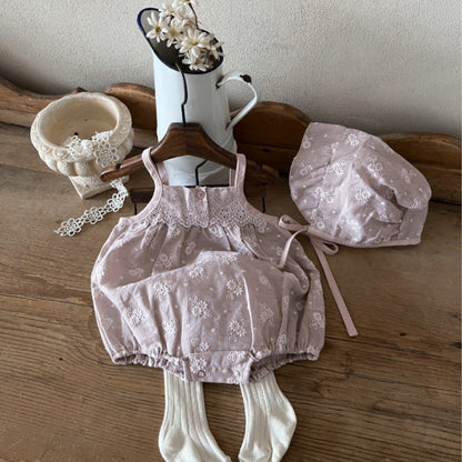 【姉妹服】夏新作 ヴィンテージ風総刺繍キャミロンパース、ワンピースSK082517