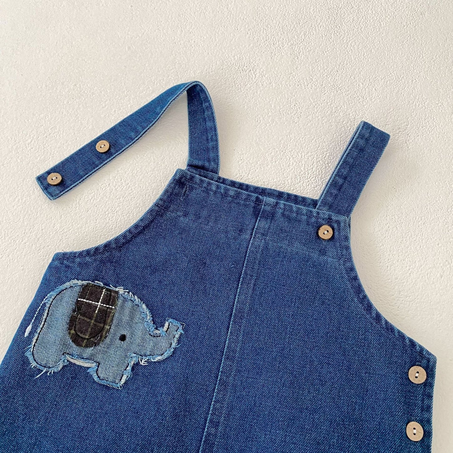 【BABY&KID】ゾウ柄デニムサロペット、ゾウ柄ＴシャツSK062403