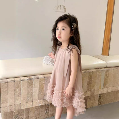 【BABY&KID】夏新作 リボンメッシュワンピースSK072525