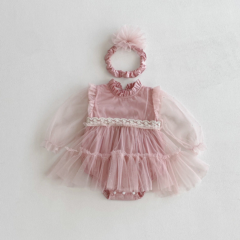 【BABY】チュールボリュームロンパース&ヘアバンドSK101106