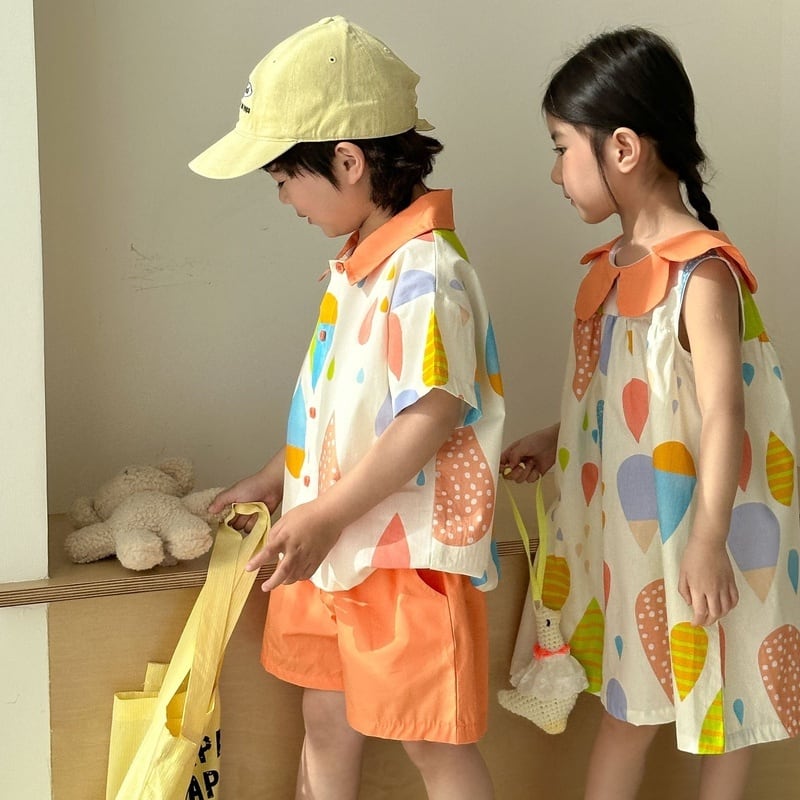 【BABY&KID】夏新作 カラフルセットアップ、ワンピースSK063109