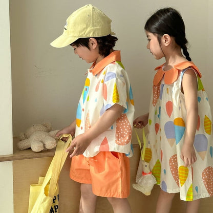【BABY&KID】夏新作 カラフルセットアップ、ワンピースSK063109