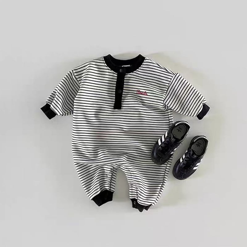 【BABY】英字ボーダーorノーカラーオールインワンSK062008