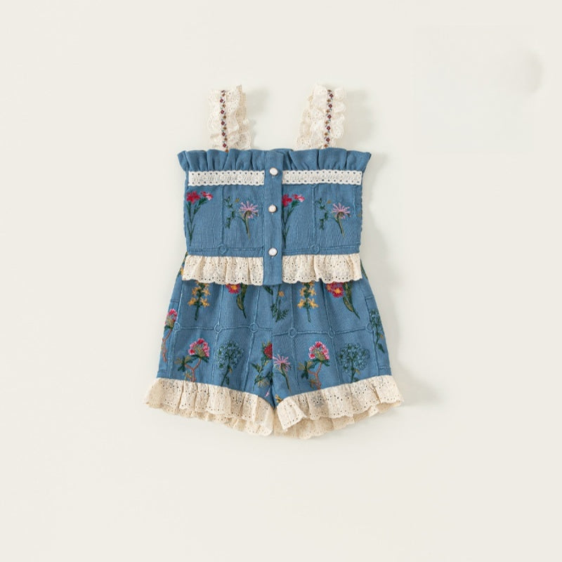 【BABY&KID】夏新作 刺繍キャミセットアップSK091013